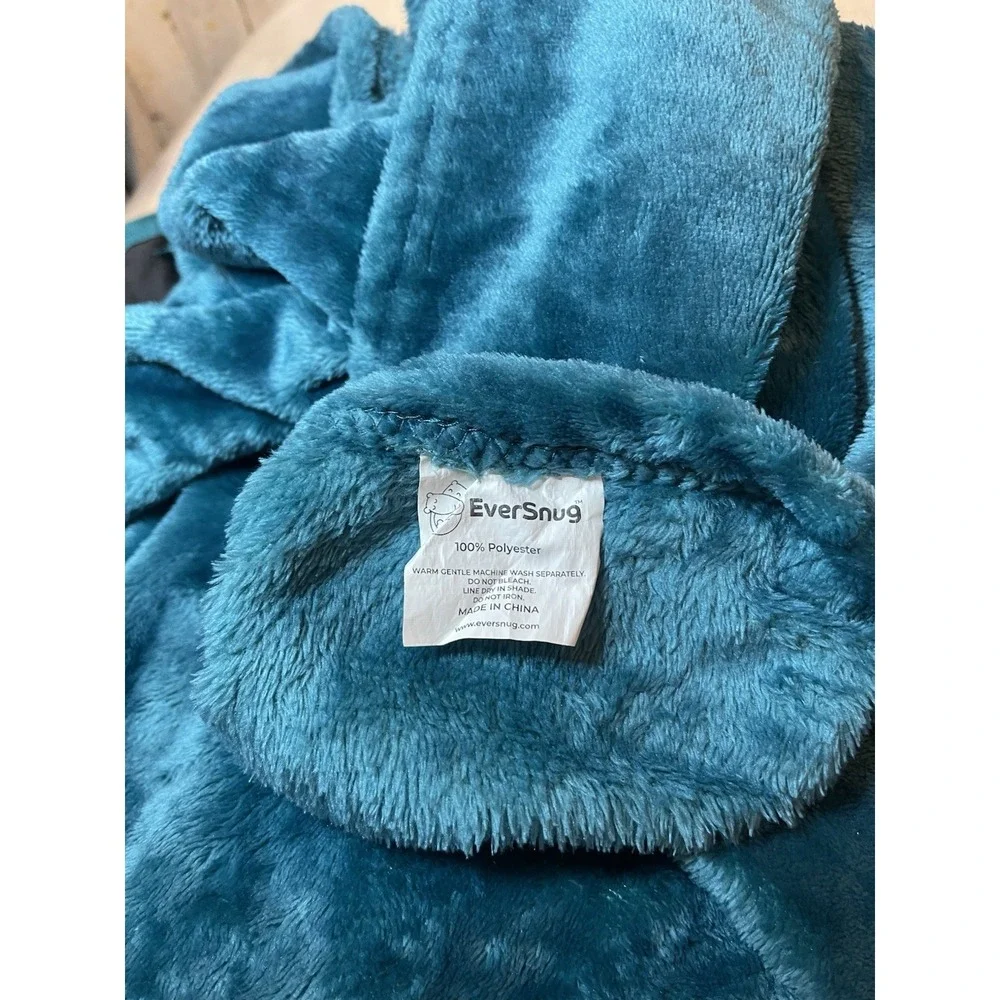 Ever Snug 2n1 Travel Blanket And Pillow Set Teal Plush Slips Over Luggage 66x78